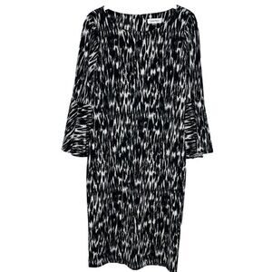 Calvin Klein Size 12 Black Animal Print Bell Sleeve Dress Work Career Date Night